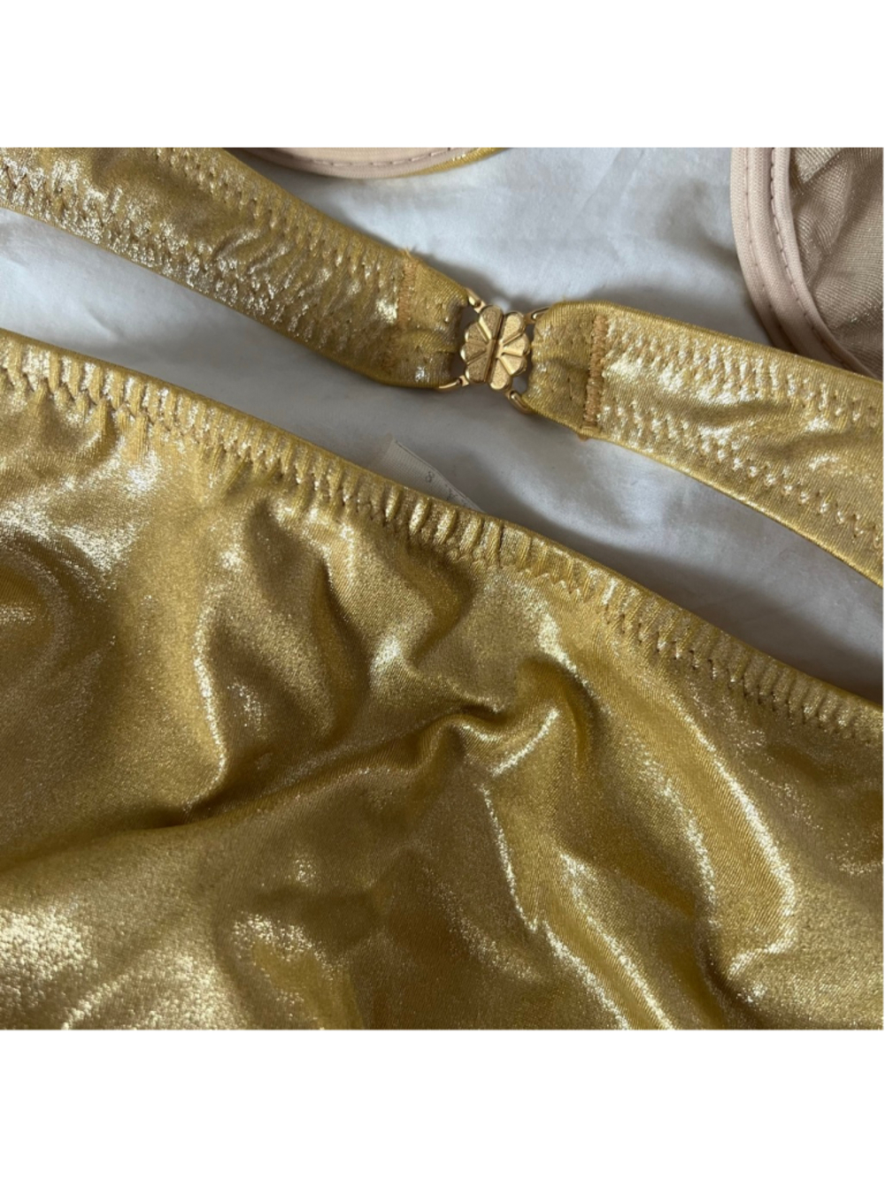 Vintage Gottex Gold Metallic Dazzle Bikini Set Size 8 XS/S RARE - Picture 8 of 10